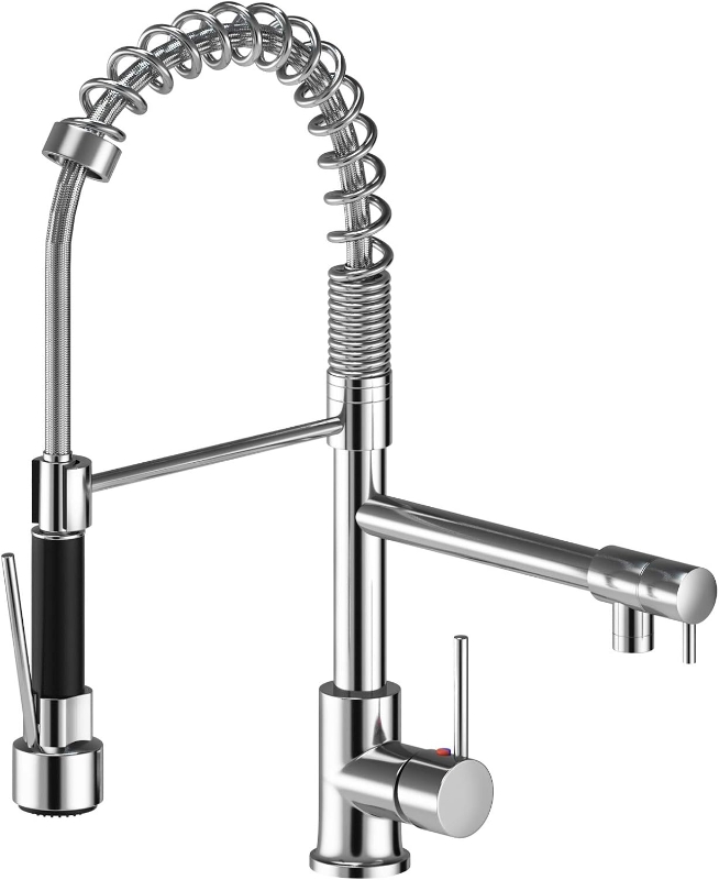 Picture of 360° Swivel Pull Out Spray Taps Mixer Kitchen Sink Mixing Tap Spring Neck Chrome