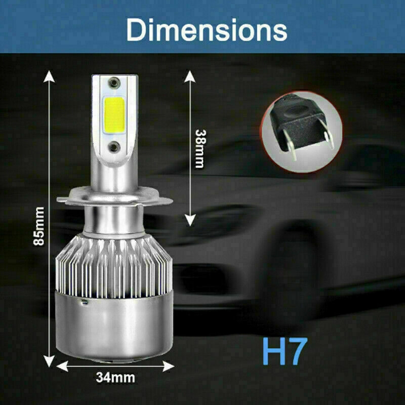 Picture of H7 H11 C6 LED Car Headlight Conversion Kit COB Bulbs 36W 6000K White High Light