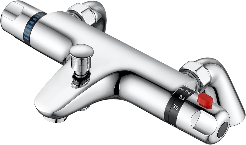 Picture of Thermostatic Bath Shower Mixer Tap Deck Wall Mounted Bath Mixer Taps Chrome